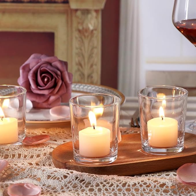 Set of 6 Glass Votive Tealight Candle Holders