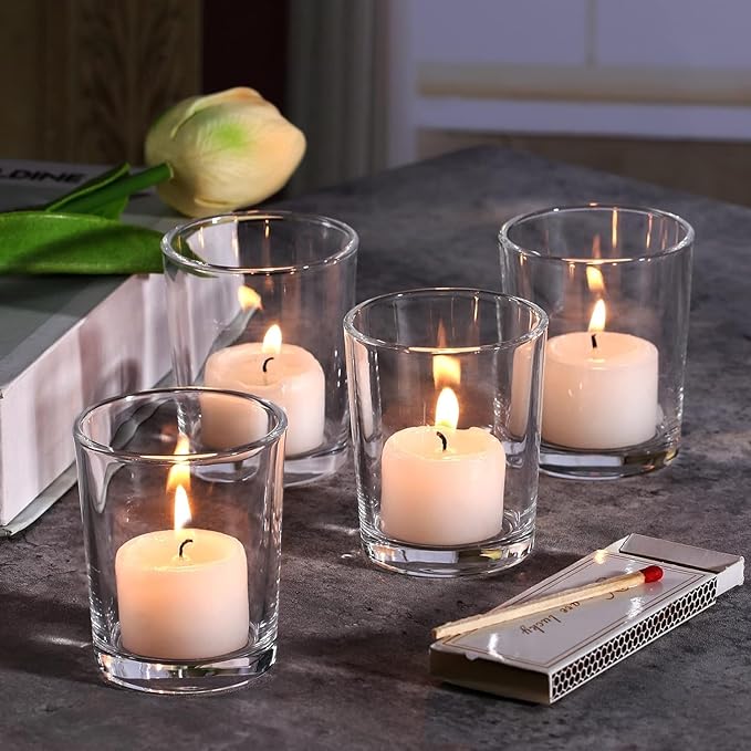 Set of 6 Glass Votive Tealight Candle Holders