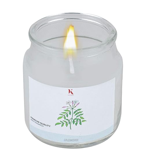 Highly Fragranced Jasmine Filled Glass Jar Candle