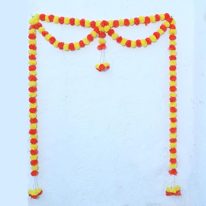 Latkan Artificial Marigold Fluffy Flowers and Tuberose Door Hangings